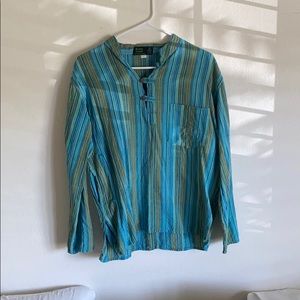 Striped button top long sleeve